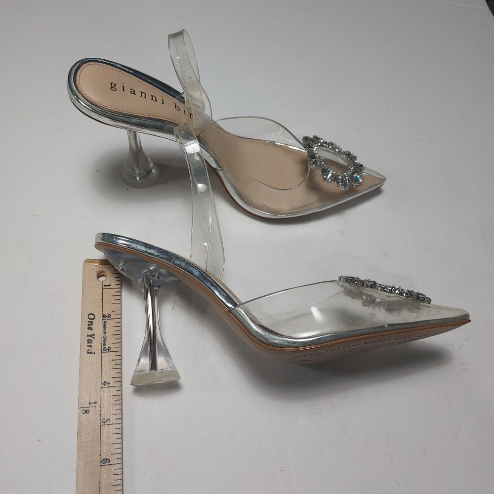 GIANNI BINI Vivyee Clear Rhinestones Heels Size 11 - Picture 13 of 15